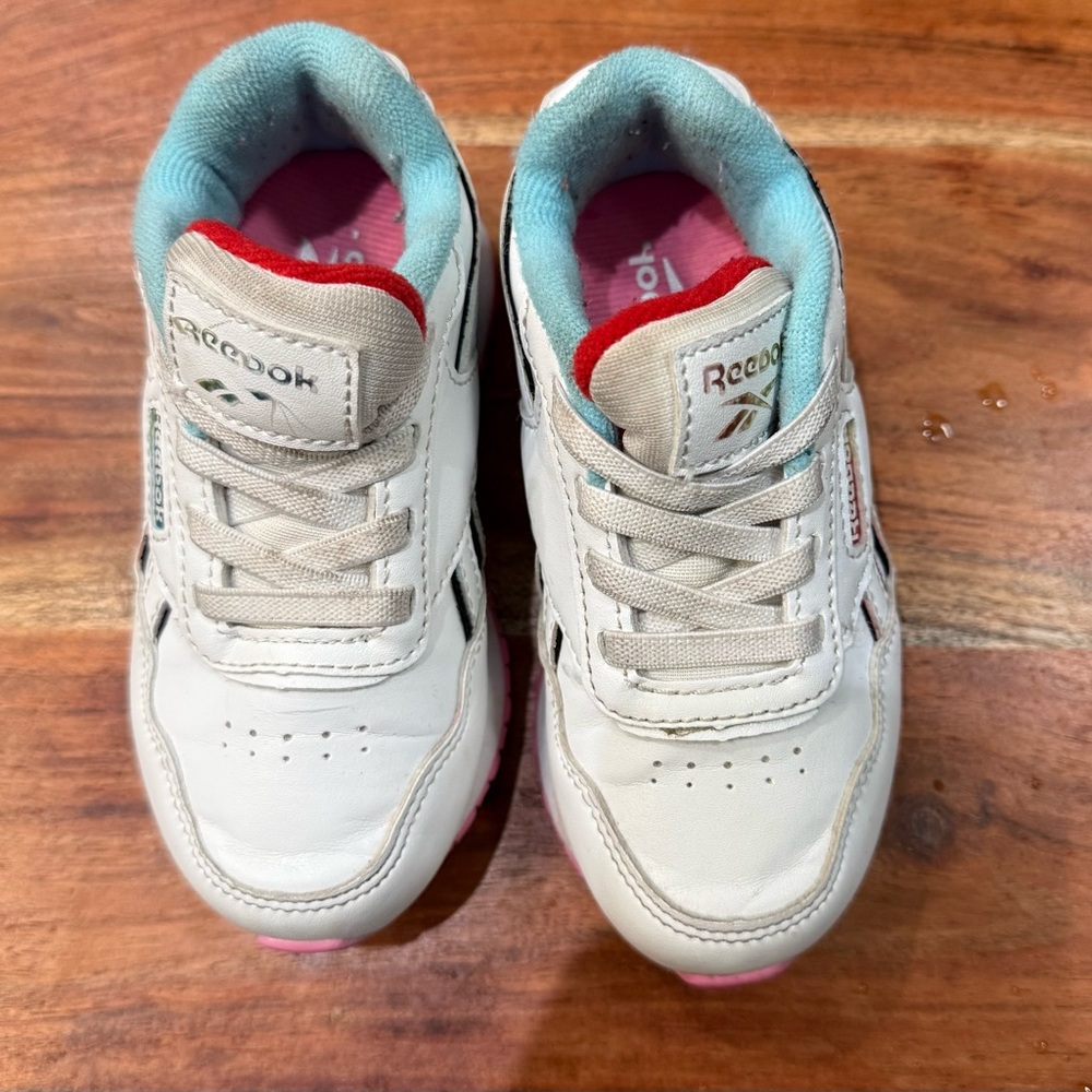 Reebok Toddler  White Sneakers with Pink and Blue Accents